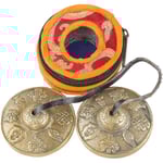 Tibetansk Tingsha-klocka med vacker väska, nepalesiska cymbaler för ljudläkning, yoga, meditation, mindfulness, klockspel, astamangal-åtta lyckobringande (liten, br