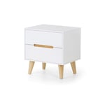Retro White Bedside Chest (2 Drawers)