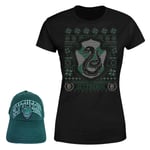 Harry Potter Slytherin T-Shirt and Cap Bundle - Black - Women's - S
