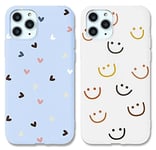 ZhuoFan 2 packs Phone Cases for Samsung Galaxy S9 Purple White Silicone Case with Pattern Slim Shockproof Protective Soft TPU Design for Girls Women Cute Case Cover for Samsung S9 5.8", Smiley 2