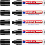 edding 800 permanent marker - black - 5 pens - chisel tip 4-12 mm - for bold mar