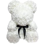 Xiaoqiao Rose Flower Teddy Bear for Mom Girlfriend Birthday Wedding Valentine's Day Foam Gift (White, 23cm)