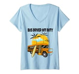 Womens Bus Driver Off Duty Last Day of School summer to the beach V-Neck T-Shirt