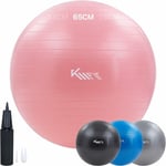 Arebos - KM-Fit Balle de Gymnastique 65 cm Balle d'entraînement avec Pompe à air Balle de siège Bureau Anti-Burst Balle pour Fitness, Yoga,