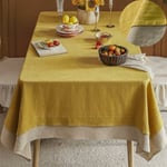 Nappe en lin de coton jaune 56 x 70 pouces, nappe rectangulaire nappe patchwork jaune et beige