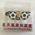 5 Football Birthday Cupcake Candles Picks Euro 24 Cake Decorations Ball Toppers