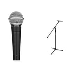Shure SM58-LCE Cardioid Dynamic Vocal Microphone with Pneumatic Shock Mount & TIGER MCA7-BK Professional Boom Microphone Stand with Free Clip Black