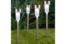 HI Trädgårdsbelysning solcell LED 4-pack rostfritt stål 36 c - Silver