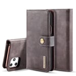 DG.MING iPhone 11 Pro Max Plånboksfodral med avtagbart skal, Brown