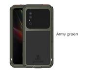 Fantasy Life Love Mei Powerful Case for Sony Xperia 1 II,Shockproof Waterproof Aluminum Metal Silicone Case(Army green)