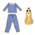 Vuxen Bananer i Pyjamas Kostym Blå Vit Randig Skjorta Byxor Med Bananhuvud Män Kvinnor Festdräkt Halloween Bästa Val Blue white S