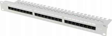 Patchpanel 24 Port 1U 19" Cat.5E Utp Med Kabelorganisatör Lanberg Grå