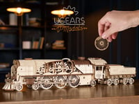 Ugears 3D-puslespil i Træ - Tog