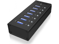 Icy Box 7 x USB 3.0 Hub with USB charge port, Black