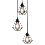 vidaXL Ceiling Lamp with Diamond Design Black 3 x E27 Bulbs UK HOT