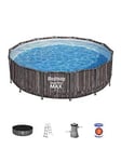 Bestway 14Ft Steel Pro Max Frame Stone Pool, Filter Pump With Ladder