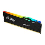 Kingston FURY Beast Noir RGB XMP 64GB 5200MT/s DDR5 CL40 DIMM Mémoire pour PC de Gamer Kit de 4 - KF552C40BBAK4-64