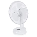 Signature S40009 Portable 12 Inch Oscillating Desk Fan with Adjustable Tilt, 3 Plastic Blades, 3 Speed Settings, White