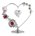 Crystocraft Love Heart Ornament With Swarovski Elements Gift Boxed Red & Pink Crystals Silver Chrome Plated Figurine For Mum Nan Sister Friend Daughter Valentines Day Present (I Love You)