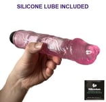Ladies Vibrator Dildo 8 Inch BIG HEAD Pink Vibe Realistic MULTI-SPEED Sex Toy