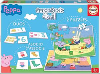 Educa - Peppa Pig SuperPack Multi Jeux: 4 en 1 pour Enfants et Adultes. Recommandé à partir de 3 Ans (16229)