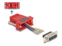 Delock Assembly Kit - Seriell Adapter - 15 Pin D-Sub (Db-15) (Hona) Skruvbar Till Rj-12 (6 Stift) (Hona) - Individuellt Tilldelningsbar Seriell Gränssnitt - Röd