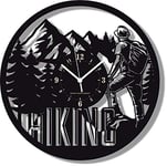 Instant Karma Clocks Wall Clock ➤ Hiking Climbing Mountaineering Trekking, Hdf Wood, Black, Ø12inch