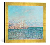 Kunst für Alle 'Image encadrée de Claude Monet Antibes, Effet d 'aprèsmidi, d'art dans Le Cadre de Haute qualité Photos Fait Main, 40 x 30 cm, Doré Raya