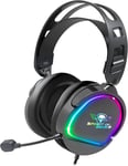 Pro H6 Casque Gaming Noir Filaire Rgb Avec Micro Compatible,Xbox,Switch & Pc Stéréo 2.0 Sortie Usb Et Jack Arceau Ajustable/Ultra Léger 240 Grammes (Noir)