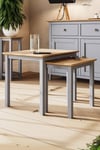 Solid Oak Nest Of 2 Tables Grey Ready Assembled