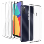 LYZXMY Case for Alcatel 1S 2021 + [3 Pieces] Tempered Film Glass Screen Protector - Transparent Silicone Soft TPU Cover Shell for Alcatel 1S 2021 (6.52")