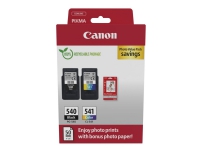 Canon PG-540/CL-541 Photo Paper Value Pack - 2-pack - svart, färg (cyan, magenta, gul) - original - hängande låda - bläckpatron/papperssats - för PIXMA MG3250, MG3550, MG3650, MG4250, MX395, MX455, MX475, MX525, MX535, TS5150, TS5151