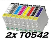 2X T0542 Cyan Compatible Ink Cartridge for EPSON Stylus Photo R800 & R1800. 18.2ml Each. Replace EPSON Frog Inks