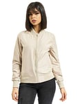 URBAN CLASSICS Women's Light Bomber Jacket with Ribbed Cuffs, Lightweight Flight Jacket for Mid-Season Weather, Longsleeve Jacket with Zipper & Pockets, Colour: Sand, Size: X-Large