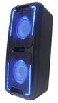 Reflex PS08BT DJ karaoke PA-system, mobil med batteri och ljuseffekter (Bluetooth, USB, AUX, mikrofon, 480 watt), svart