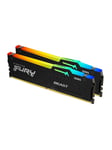 Kingston FURY Beast RGB DDR5-6800 - 32GB - CL34 - Dual Channel (2 stk) - AMD EXPO & Intel XMP - Sort med RGB