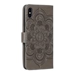 Flip Case for Apple iPhone XS Max, Genuine Leather Case Business Wallet Case with Card Slots, Magnetic Flip Notebook Phone Cover with Kickstand for Apple iPhone XS Max (Grey)
