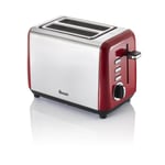 Red 2 Slice Toaster Stainless Steel Variable Browning Control Defrost Swan