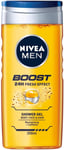 NIVEA MEN BOOST Shower Gel (250Ml), Moisturising Body Wash with Naturally Source