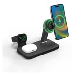 ZAGG mophie Snap+ 3-in-1 Wireless Charger with Europe Adapter, Qi-Enabled devices, Fast Charging, Up to 15W, Black