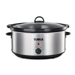 Tower Slow Cooker 6.5L Stainless Steel with 3 Settings  T16040Y