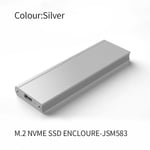 Silver USB 3.0 boîtier SSD M.2 NVME SSD à Type C support pour disque dur M2 2230-2280 boîtier de disque dur externe pour NVME SSD JSM583 puce
