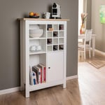 Inter Link - Armoire à vin - Armoire a Bouteilles - Armoire de Cuisine - Armoire Buffet - pour 12 Bouteilles - 3 étagères Ouvertes - 1 Porte -Julina - Chêne Artisan - Blanc, 55034600