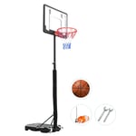 Nologo Black Toddler Kids Sports Basketball Hoop, Height Adjustable 5.4-6.9 FT, In-Ground Base with Wheels, 30 Inch PVC Backboard BTZHY