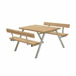 plus piknikbord alpha med ryggstøtte brun bord/benkesett m/2