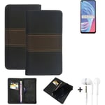 Wallet Case + headphones for Oppo A73 5G Protective Cover Brown