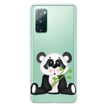 Samsung Galaxy S20 FE / 5G - Transparent Gummiskal med tryckt design Panda äter bambu