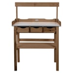 Esschert Design Planteringsbord med låda och hylla brun 433900