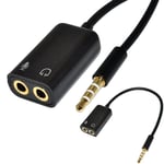 Audio Headset Mic Y Splitter Cable Adapter TRRS to 2 TRS For Tabs, Laptops-3.5mm