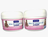 2 X Tubs Nappy Rash Cream Zinc & Castor Oil Cream Lanolin Free Vitamin E 200ml
